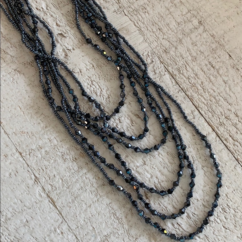 NWOT Multi Layered Grey Bead Necklace